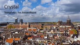  Presentation with tourism amsterdam - Presentation with amsterdam cityscape - netherlands - architecture background background and a  colored foreground
