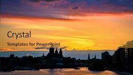  Presentation with amsterdam - Slides having amsterdam cityscape skyline with church background and a yellow colored foreground