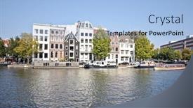  Presentation with amsterdam - Audience pleasing slide deck consisting of amsterdam-cityscenic-in-the-netherlands backdrop and a light blue colored foreground