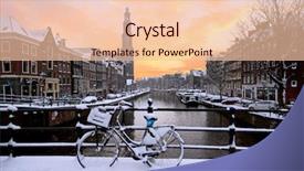  Presentation with amsterdam - Cool new PPT theme with amsterdam covered with snow backdrop and a lemonade colored foreground