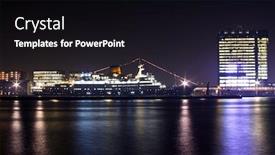  Presentation with amsterdam - Amazing PPT theme having amsterdam-harbor-at-night backdrop and a black colored foreground