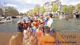  Presentation with canals - Slide set with amsterdam-holland-april-30-2013 background and a coral colored foreground