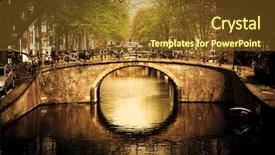  Presentation with amsterdam - Presentation featuring amsterdam holland netherlands romantic bridge background and a tawny brown colored foreground