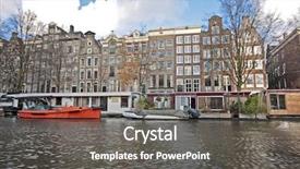  Presentation with amsterdam - PPT layouts consisting of amsterdam houseboats in the netherlands background and a gray colored foreground