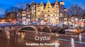  Presentation with bridges - Beautiful slide deck featuring amsterdam-netherlands-bridges-and-canals backdrop and a tawny brown colored foreground