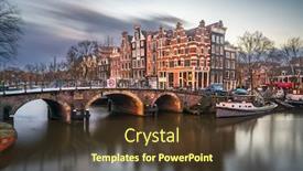  Presentation with bridges - Beautiful PPT theme featuring amsterdam-netherlands-bridges-and-canals backdrop and a tawny brown colored foreground