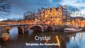  Presentation with bridges - Beautiful PPT theme featuring amsterdam-netherlands-bridges-and-canals backdrop and a tawny brown colored foreground