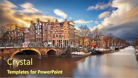  Presentation with bridges - Slides enhanced with amsterdam-netherlands-bridges-and-canals background and a tawny brown colored foreground