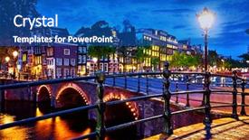  Presentation with water amsterdam - Theme with amsterdam netherlands bridges with nighttime background and a teal colored foreground