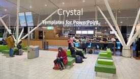  Presentation with airport lounge - Cool new presentation theme with amsterdam-netherlands-circa-november-2015 backdrop and a gray colored foreground