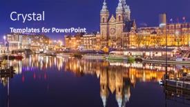  Presentation with view of rotterdam city - Beautiful slides featuring amsterdam-netherlands-city-center-view backdrop and a navy blue colored foreground