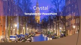  Presentation with canals - PPT theme enhanced with amsterdam-netherlands-cityscape background and a  colored foreground