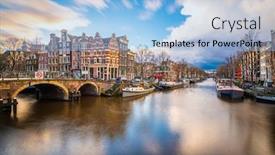  Presentation with bridges - PPT layouts consisting of amsterdam-netherlands-famous-canals background and a light blue colored foreground
