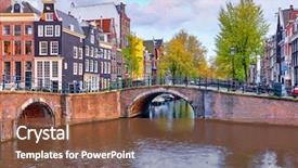  Presentation with amsterdam - PPT theme having amsterdam netherlands houses river background and a tawny brown colored foreground