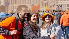  Presentation with celebrate - Cool new theme with amsterdam-netherlands-on-april-26 backdrop and a coral colored foreground