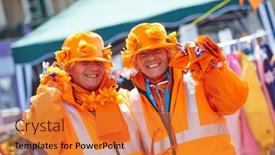  Presentation with celebrate - Cool new slides with amsterdam-netherlands-on-april-26 backdrop and a gold colored foreground