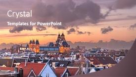  Presentation with dusk - Colorful slide set enhanced with amsterdam-netherlands-rooftop-view backdrop and a gray colored foreground