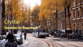  Presentation with public transport - Theme with amsterdam-netherlands-street-view-modern background and a tawny brown colored foreground