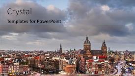  Presentation with amsterdam - Presentation theme with amsterdam-netherlands-town-cityscape-over background and a  colored foreground