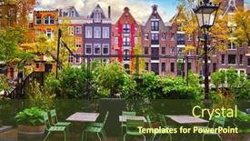  Presentation with white house - Presentation theme featuring amsterdam-netherlands-traditional-brown-house background and a tawny brown colored foreground