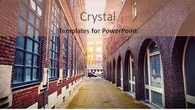  Presentation with street lights - Presentation theme enhanced with amsterdam-netherlands-urban-narrow-street background and a coral colored foreground