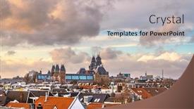  Presentation with amsterdam - Audience pleasing theme consisting of amsterdam-netherlands-view backdrop and a mint green colored foreground