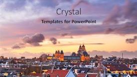  Presentation with amsterdam - Beautiful slide set featuring amsterdam-netherlands-view backdrop and a light blue colored foreground