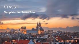  Presentation with amsterdam - Slide deck having amsterdam-netherlands-view background and a light blue colored foreground