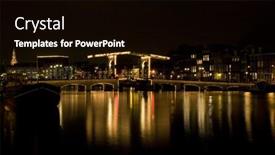 Presentation with tourism amsterdam - Presentation theme consisting of amsterdam night 4 background and a black colored foreground