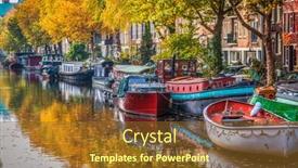  Presentation with canals - Beautiful presentation theme featuring amsterdam-the-netherlands-oct-26 backdrop and a tawny brown colored foreground
