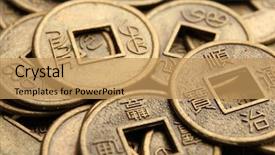  Presentation with feng shui - PPT layouts enhanced with amulet - feng shui coins close-up background and a yellow colored foreground