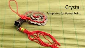  Presentation with feng shui - Cool new PPT theme with amulet - feng shui coins on table backdrop and a yellow colored foreground