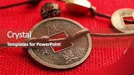 Presentation with feng shui - Beautiful PPT layouts featuring amulet - feng shui coins on table backdrop and a tawny brown colored foreground