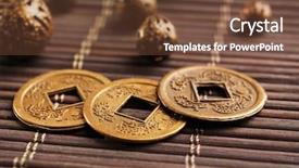  Presentation with feng shui - Audience pleasing presentation theme consisting of amulet - feng shui coins on table backdrop and a tawny brown colored foreground