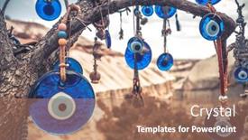  Presentation with evil - Audience pleasing theme consisting of amulets-against-evil-eye-hanging backdrop and a coral colored foreground