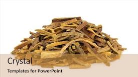  Presentation with chinese medicine - PPT theme having qi - amur cork tree bark herb background and a yellow colored foreground