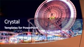  Presentation with amusement park - Presentation design consisting of blue roller coaster - amusement park in yokohama background and a navy blue colored foreground