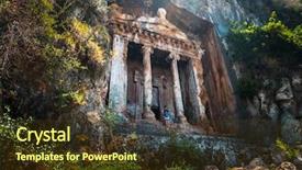  Presentation with rock - Colorful slide set enhanced with amyntas rock tombs - 4th bc backdrop and a tawny brown colored foreground