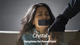  Presentation with tape - PPT theme having an abducted young woman background and a tawny brown colored foreground