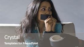  Presentation with tape - Audience pleasing slides consisting of an abducted young woman backdrop and a gray colored foreground