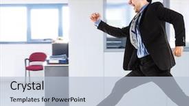  Presentation with an active nerve cell - Colorful PPT layouts enhanced with an active businessman running backdrop and a light blue colored foreground