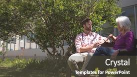  Presentation with senior smart home - Slide set featuring an active caucasian senior background and a tawny brown colored foreground