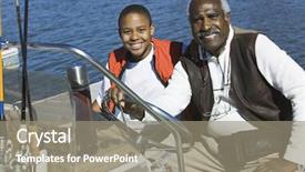  Presentation with fishing boat - Presentation design consisting of stencil christmas decorations on a background of wood background and a coral colored foreground