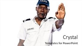  Presentation with american police - Amazing slides having police officer making a stop backdrop and a white colored foreground
