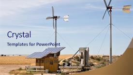  Presentation with solar wind energy - Beautiful slide set featuring an alternative energy farm backdrop and a  colored foreground