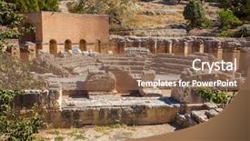  Presentation with ancient greek - Presentation having gortyn gortys gortyna crete greece background and a coral colored foreground