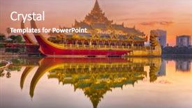  Presentation with golden palace - Audience pleasing slides consisting of an ancient royal barge backdrop and a coral colored foreground