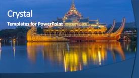  Presentation with golden palace - Slides having an ancient royal barge background and a teal colored foreground