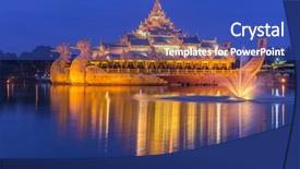  Presentation with golden palace - Colorful PPT theme enhanced with an ancient royal barge backdrop and a cobalt blue colored foreground