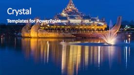  Presentation with golden palace - PPT theme with an ancient royal barge background and a ocean colored foreground